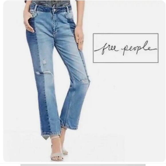 Free People Boho Distressed Size 24 Blue Jeans - Picture 13 of 13